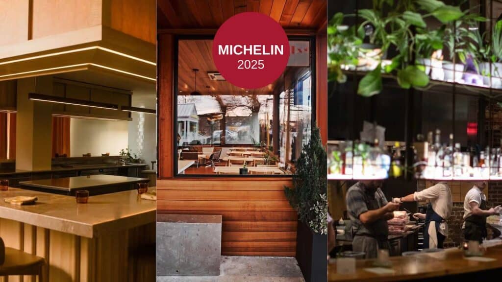 Michelin star restaurant interiors from 2025 guide.