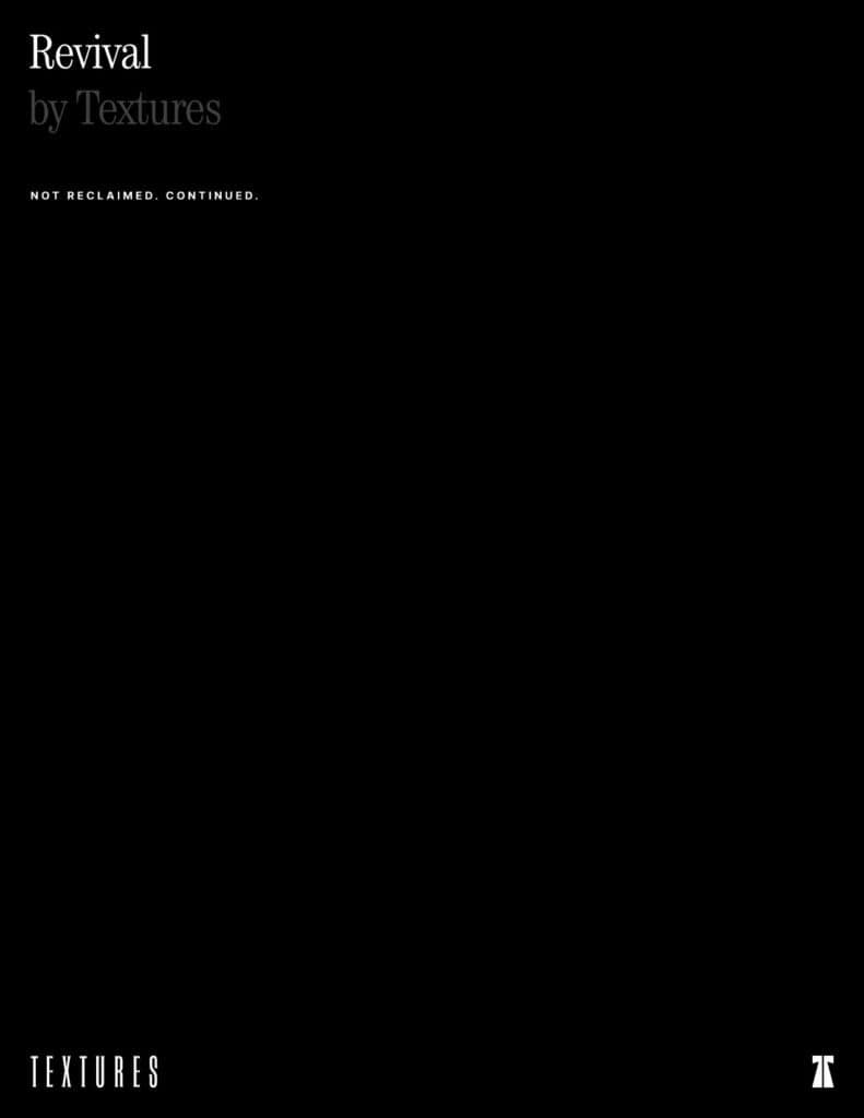 Minimalist black poster with Revival by Textures text